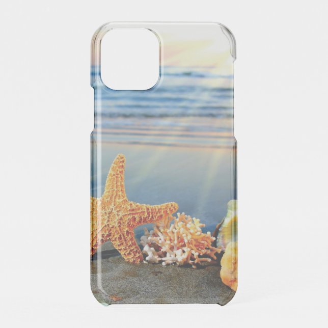 Sea shells and starfish on beach uncommon iPhone case (Back)