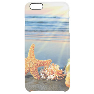 Sea shells and starfish on beach clear iPhone 6 plus case