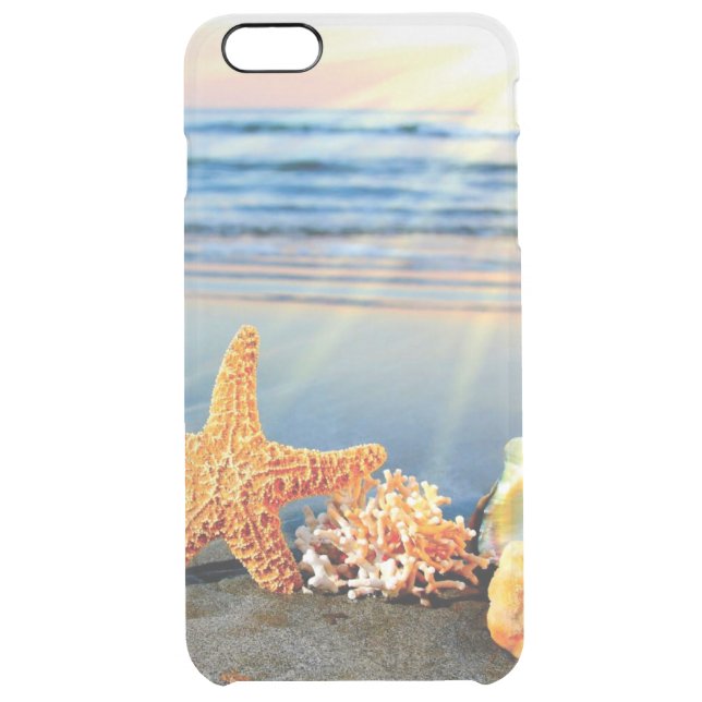 Sea shells and starfish on beach uncommon iPhone case (Back)