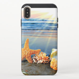 Sea shells and starfish on beach iPhone XS max slider case