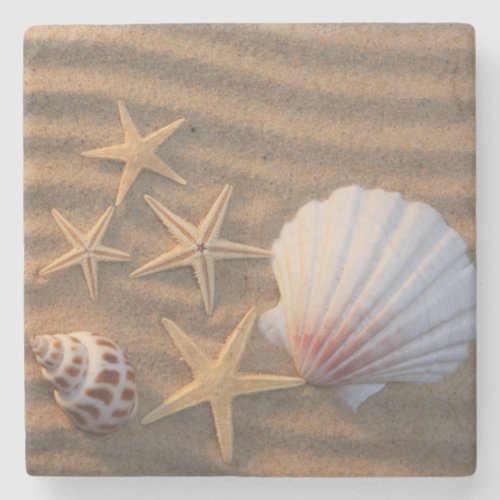 Sea Shells And Starfish Stone Coaster