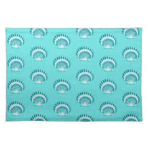 Sea shells - aqua and teal cloth placemat