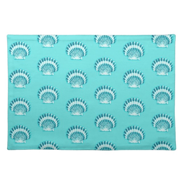 Sea shells - aqua and teal cloth placemat (Front)
