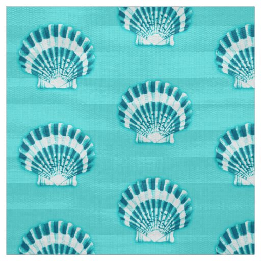 Sea shells - aqua and teal fabric