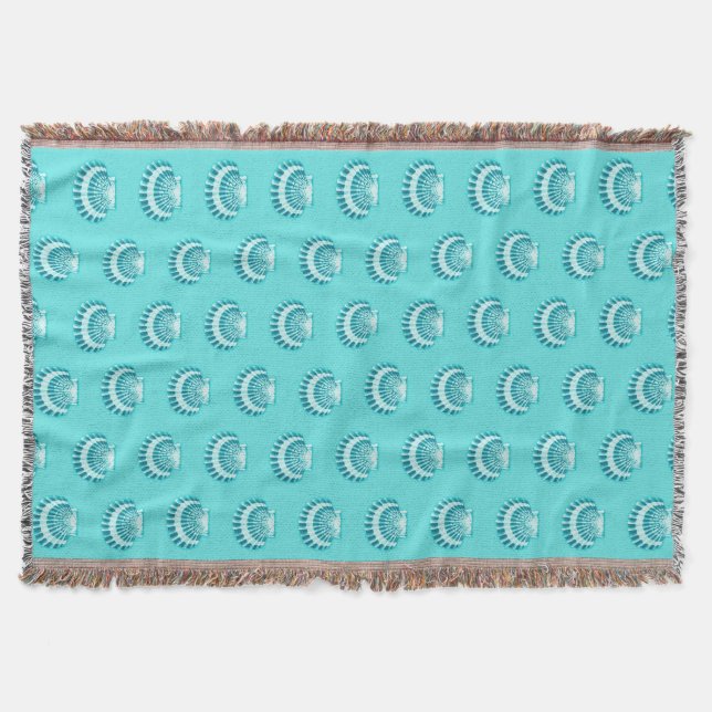 Sea shells - aqua and teal throw blanket (Front)