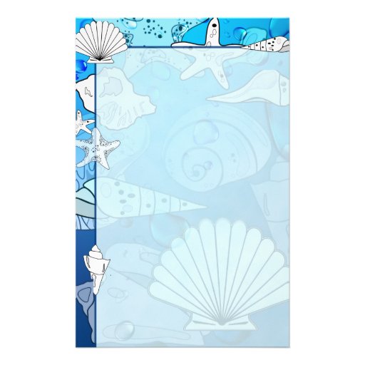 Sea Shells Aqua Ocean Stationery