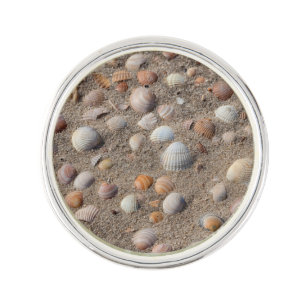 Sea  shells at the beach lapel pin