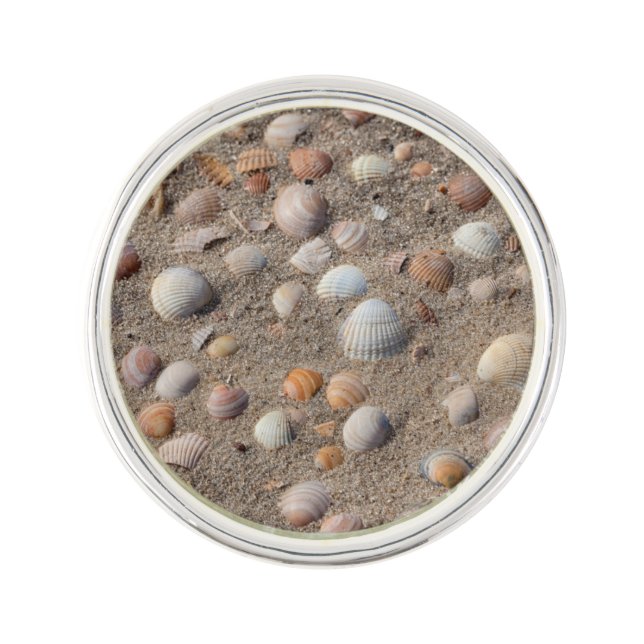 Sea  shells at the beach lapel pin (Front)
