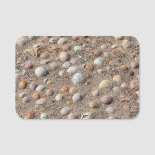 Sea shells at the beach name tag
