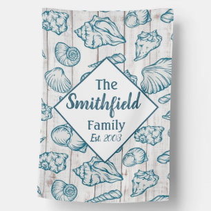 Sea Shells Beach House Nautical Family Name Wood  Flag
