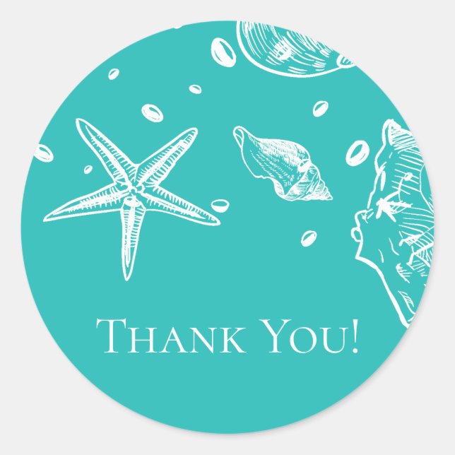 Sea Shells Bridal Shower Thank You Favor Sticker (Front)
