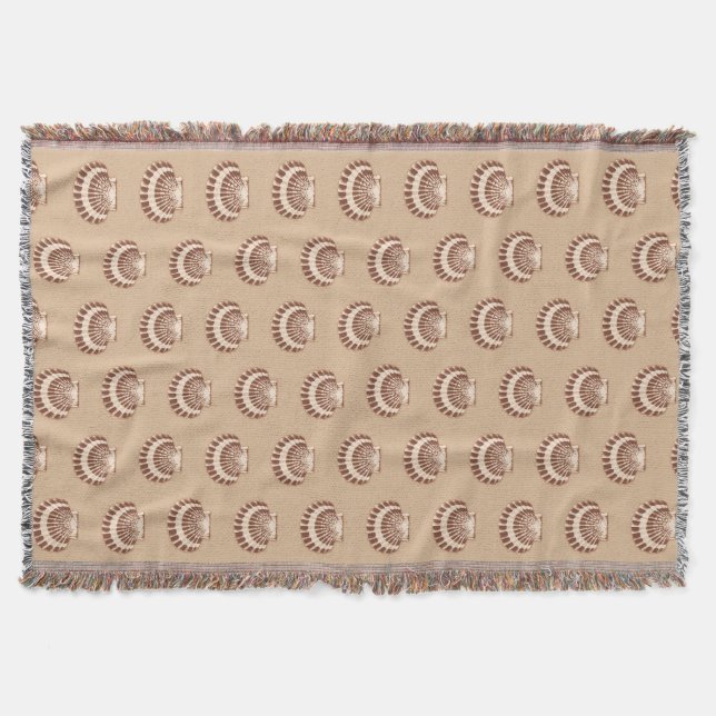 Sea shells - brown and beige throw blanket (Front)