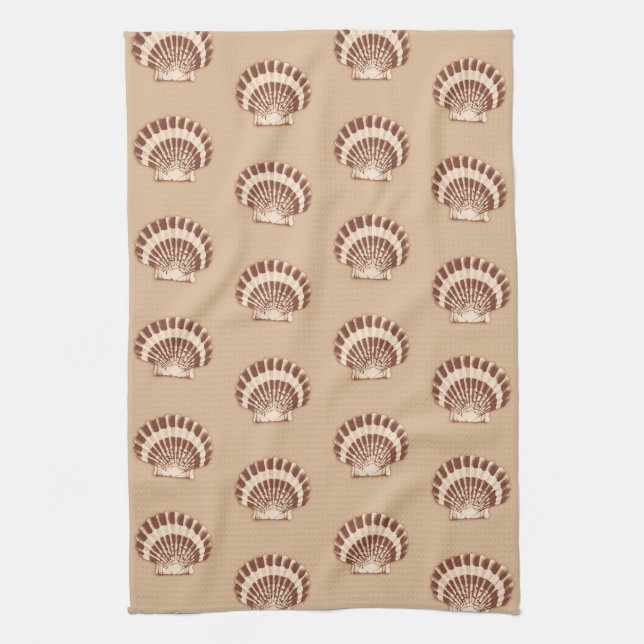 Sea shells - brown and beige towel (Vertical)