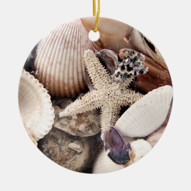 Sea Shells Ceramic Ornament (Front)