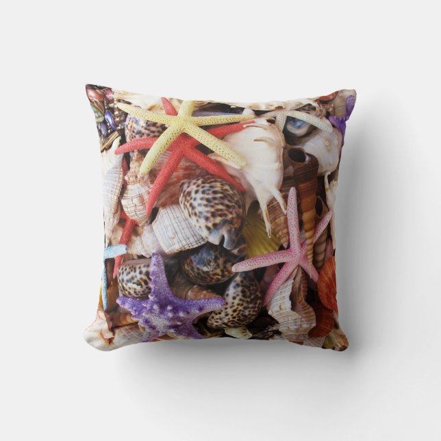 Sea Shells Colorful Shell Throw Pillow (Front)