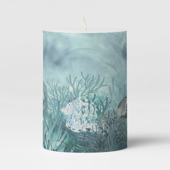 Sea shells Composition Pillar Candle (Front)