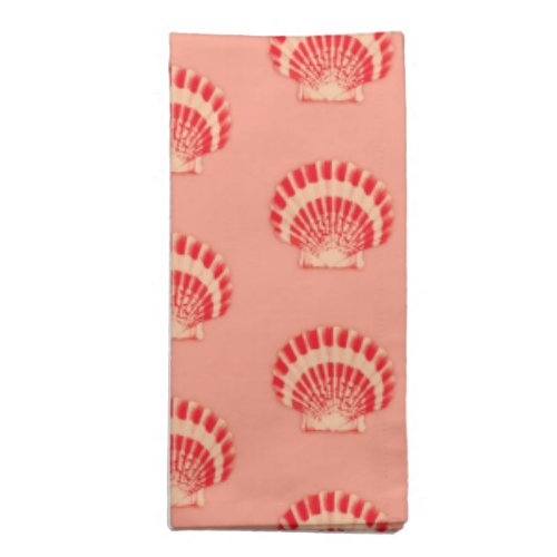 Sea shells _ coral and peach cloth napkin