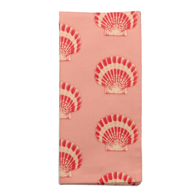 Sea shells - coral and peach cloth napkin (Folded)