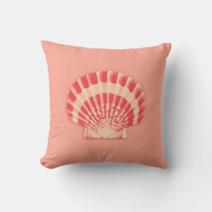 Sea shells - coral and peach throw pillow