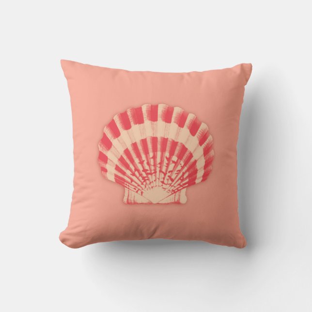 Sea shells - coral and peach throw pillow (Front)