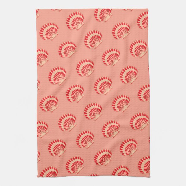 Sea shells - coral and peach towel (Vertical)