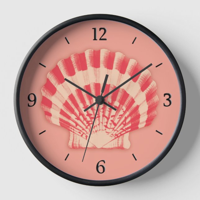 Sea shells - coral and peach wall clock (Front)