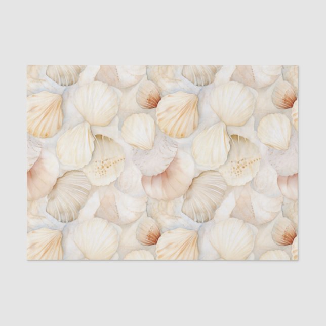 Sea Shells Cream Sand Ivory Beach Wedding Tissue Paper (Front)