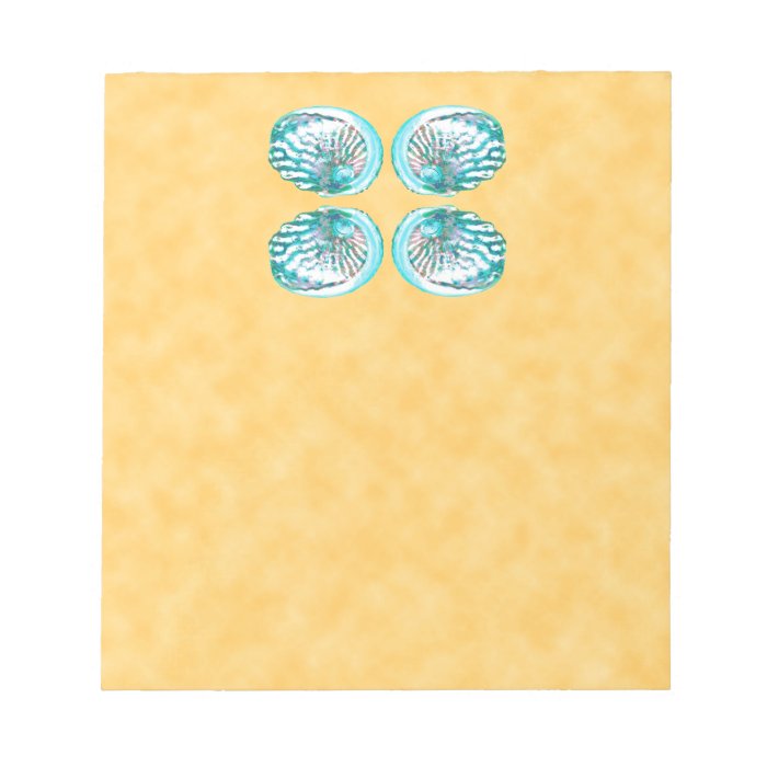 Sea Shells Design, Turquoise and Yellow. Note Pads