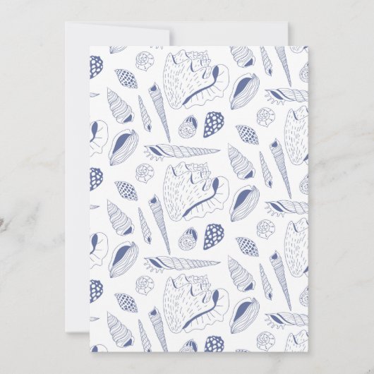 Sea shells drawing in blue and white (Front)