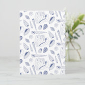 Sea shells drawing in blue and white (Standing Front)