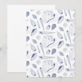 Sea shells drawing in blue and white (Front/Back)