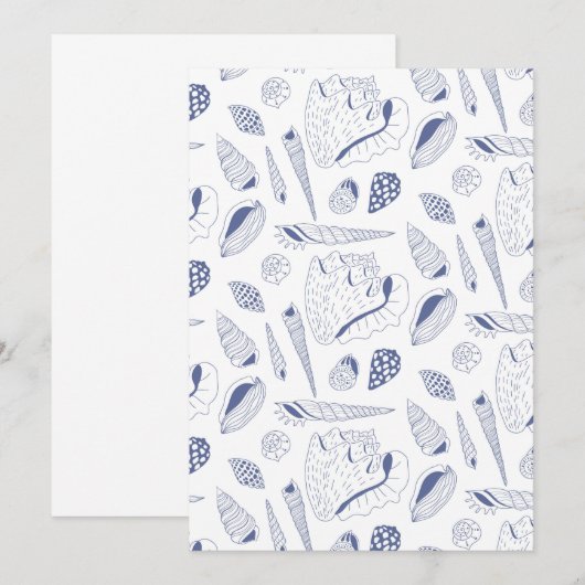 Sea shells drawing in blue and white (Front/Back)