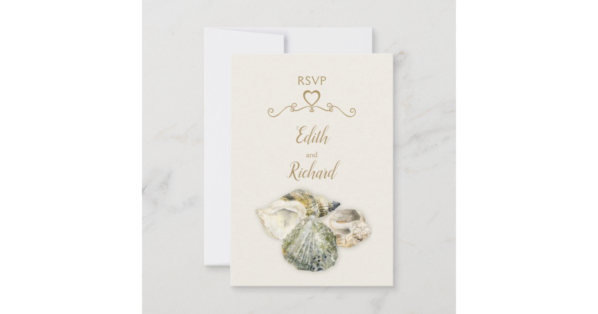 Sea Shells Fine Art Art Beach Wedding Rsvp Card Zazzle Com