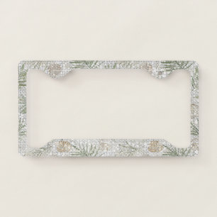 Sea Shells Green Leaves Beach Sparkle License Plate Frame