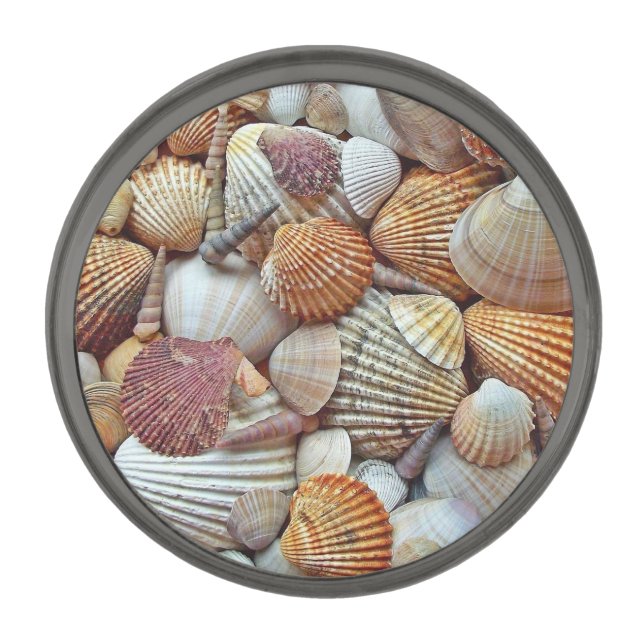 Sea Shells Gunmetal Finish Lapel Pin (Front)