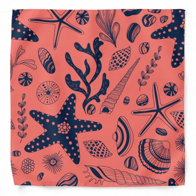 Sea shells  living coral background bandana (Front)