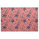 Sea shells  living coral background fabric