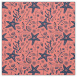 Sea shells  living coral background fabric