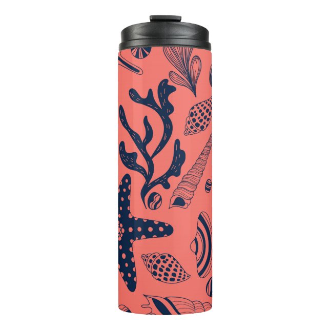 Sea shells  living coral background thermal tumbler (Front)