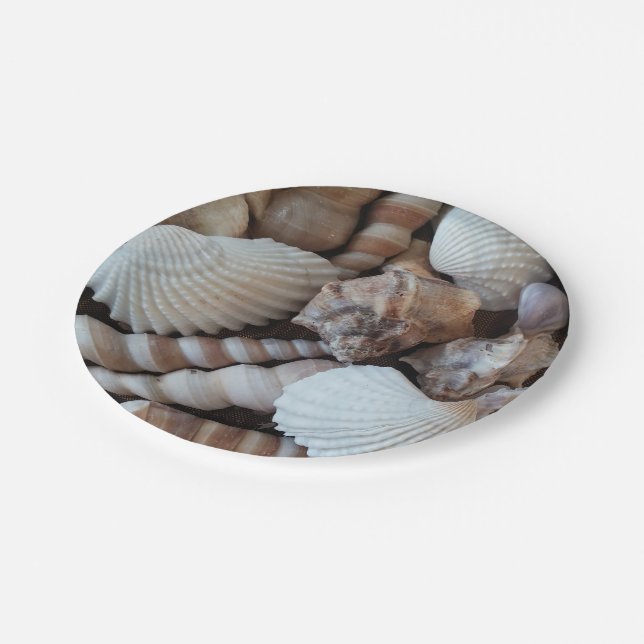 Sea Shells Love, Summer Beach Picnic, Paper Plate (Angled)