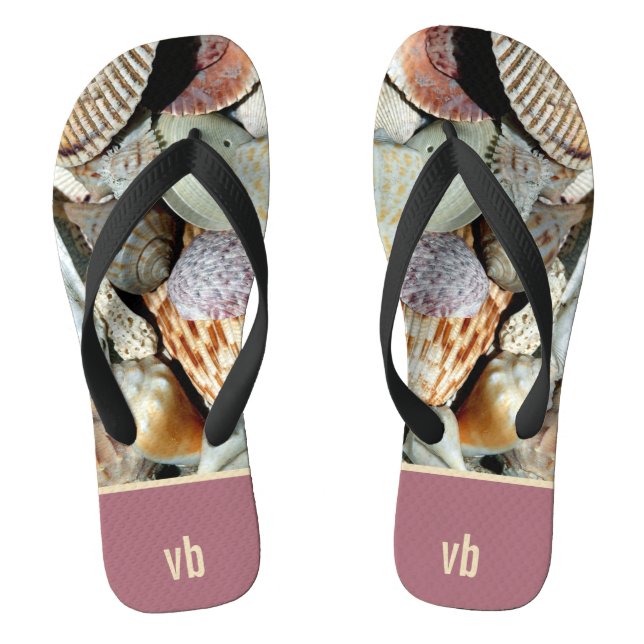 Sea Shells Monogrammed Flip Flops (Footbed)