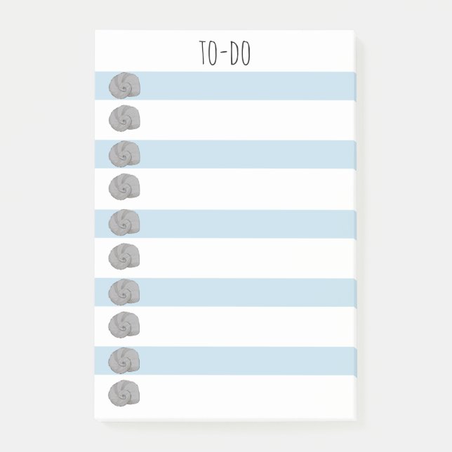 Sea Shells Nautical Blue and White To-do List Post-it Notes (Front)