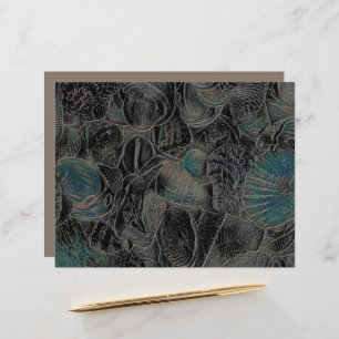 Sea Shells Ocean Beach Teal Black Art Decoupage