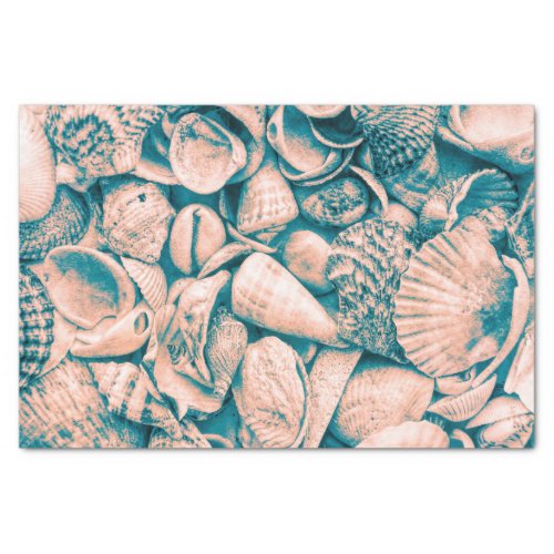 Sea Shells Ocean Beach Teal Vintage Decoupage Tissue Paper