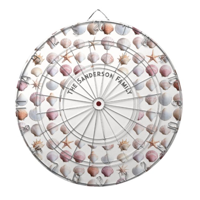 Sea Shells Ocean Life Beach Seashore Custom Dart Board (Front)