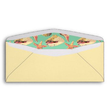 Sea Shells on Aqua Envelope Sea Shells on Aqua Envelope
