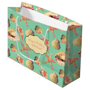 Sea Shells on Aqua Large Gift Bag Sea Shells on Aqua Large Gift Bag