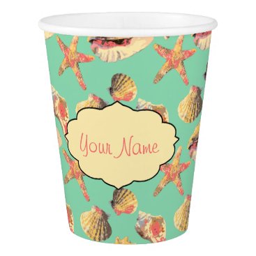 Sea Shells on Aqua Paper Cup Sea Shells on Aqua Paper Cup