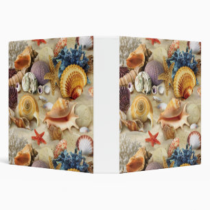 Sea shells on beach 3 ring binder