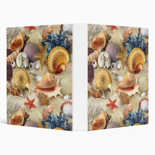 Sea shells on beach 3 ring binder